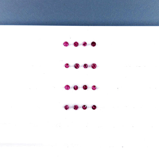 Natural Burma Untreated Ruby Calibrated Diamond Cut Rounds | 1.5mm & 2mm