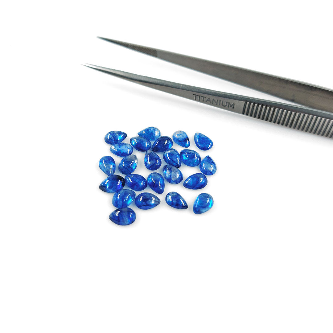Natural Bangkok Blue Sapphire Calibrated Cabochon Pears | 7x5mm & 6x8mm