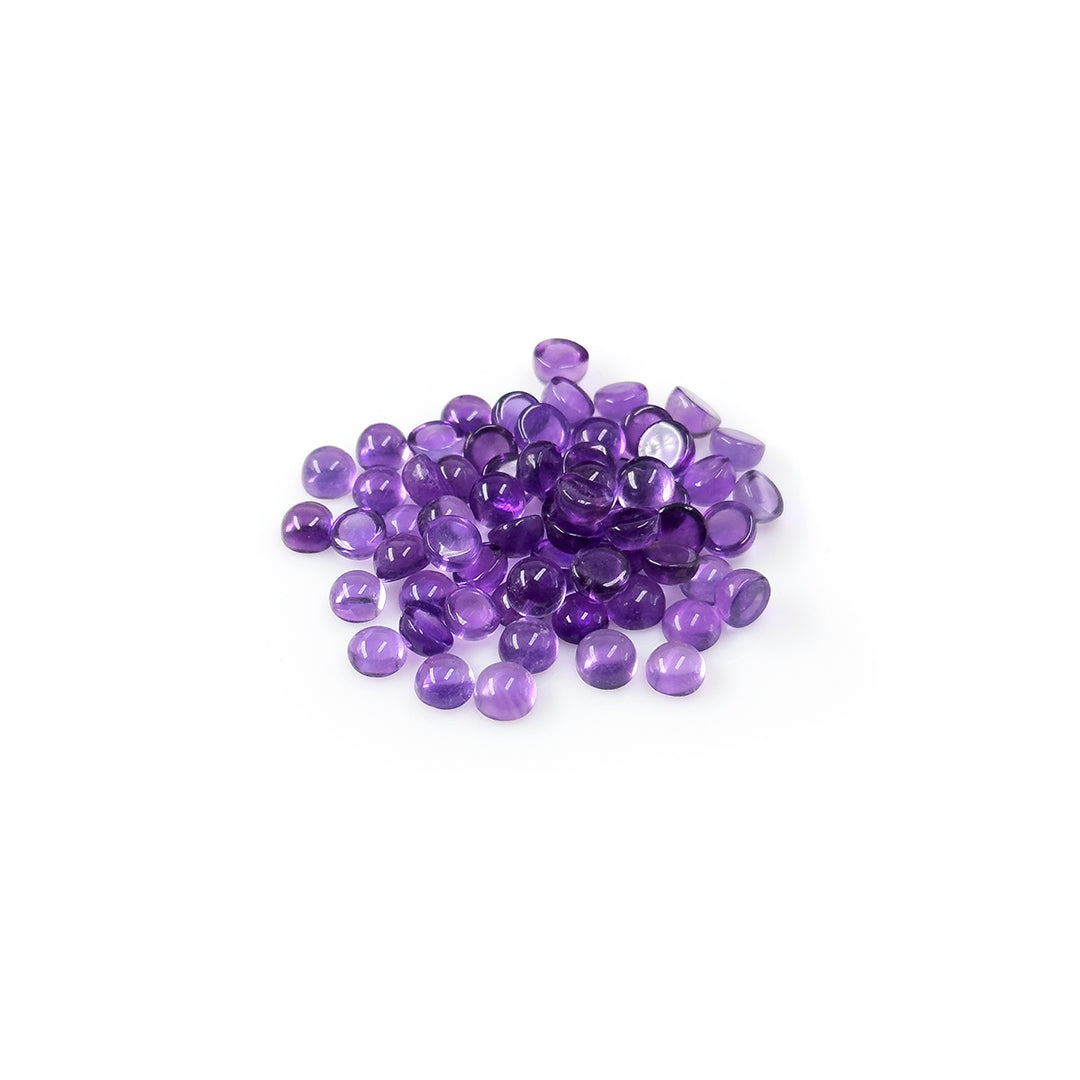 Natural Brazil Amethyst Calibrated Cabochon Rounds | 5mm & 6mm