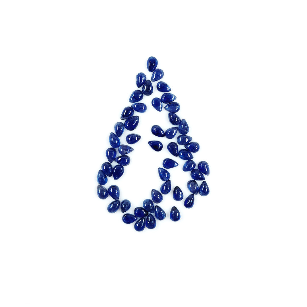 Natural Bangkok Blue Sapphire Calibrated Cabochon Pears | 7x5mm & 6x8mm