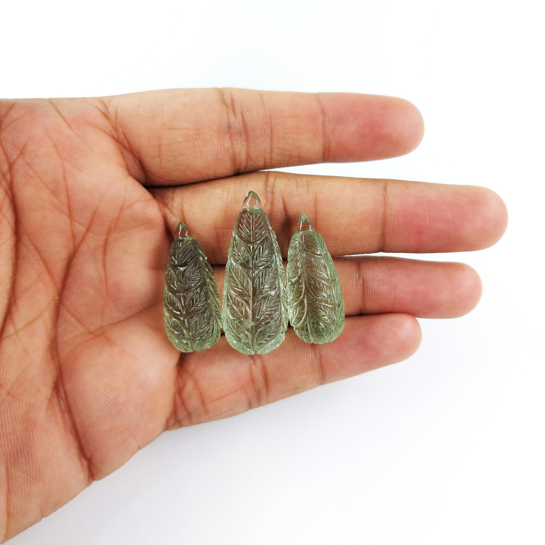 Natural Green Amethyst Fancy Carvings Matching Pair