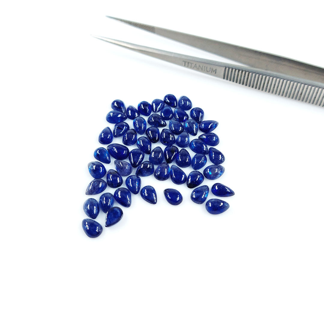 Natural Bangkok Blue Sapphire Calibrated Cabochon Pears | 7x5mm & 6x8mm