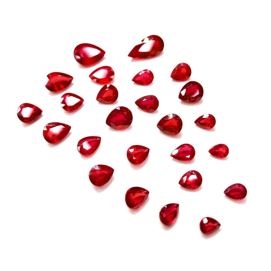 Natural Bangkok Ruby Calibrated Pears | 3x5mm - 9x7mm