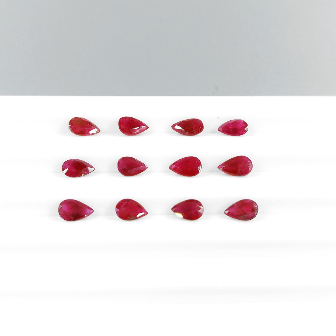 Natural Burma Untreated Ruby Heated Calibrated Pears, 6X4mm