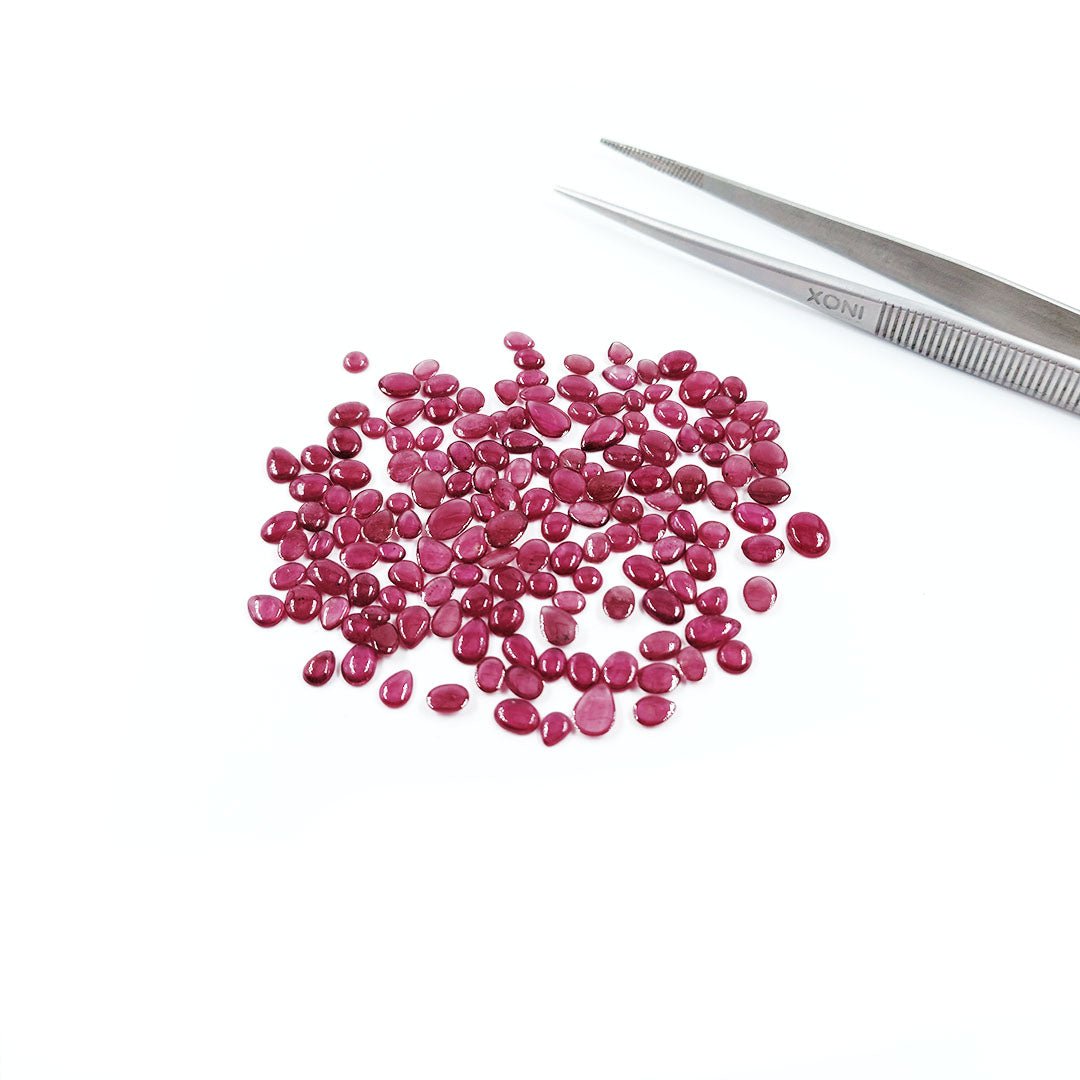 Natural Bangkok Ruby Calibrated Flat Cabochons | Mix Size