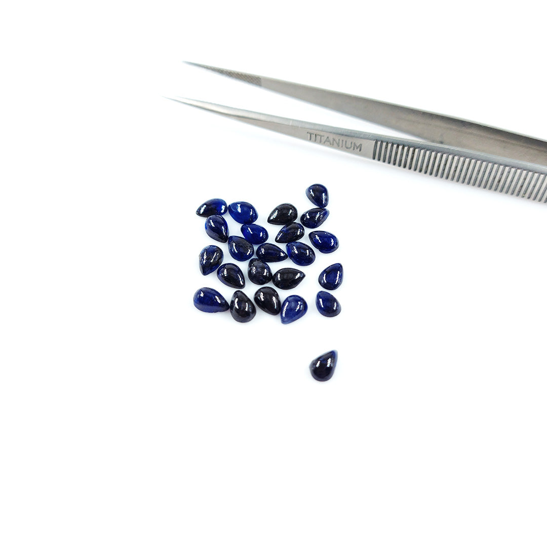 Natural Bangkok Blue Sapphire Calibrated Cabochon Pears | 7x5mm & 6x8mm