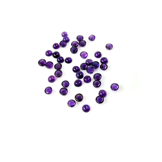 Natural Brazil Amethyst Calibrated Cabochon Rounds | 5mm & 6mm