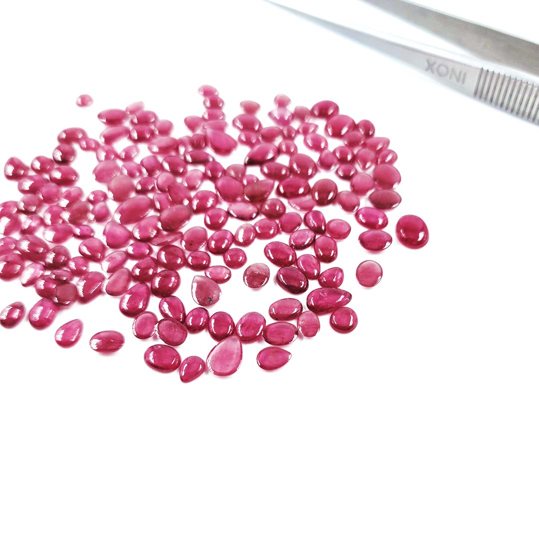 Natural Bangkok Ruby Calibrated Flat Cabochons | Mix Size