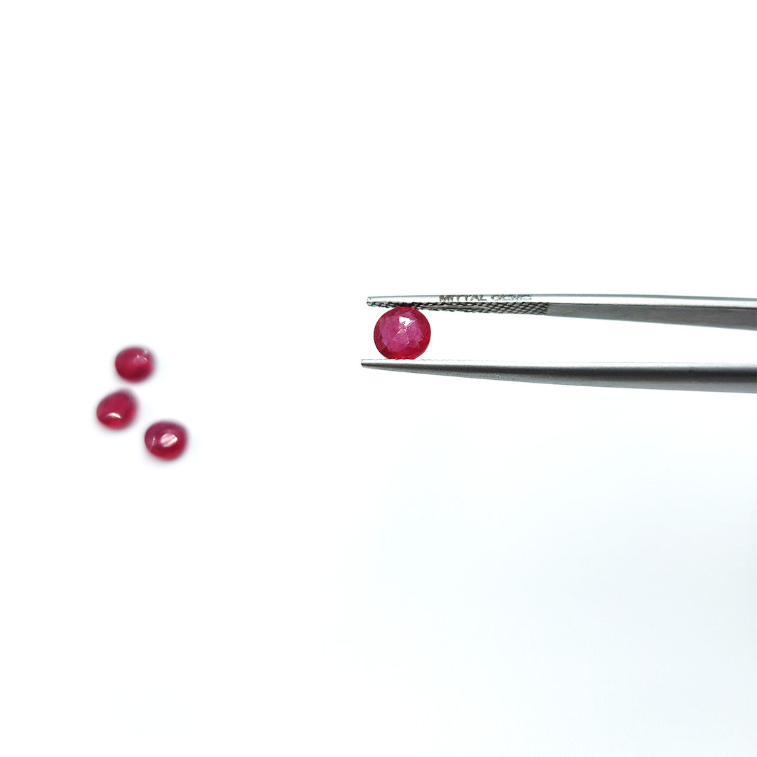 Natural Bangkok Ruby Calibrated Rose cut Briolette Rounds | 5mm & 6mm