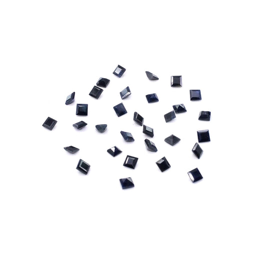 Natural Untreated Black Sapphire Calibrated Squares | 5mm & 6mm