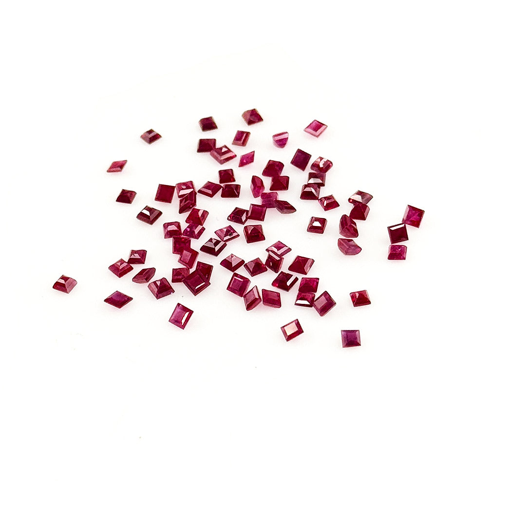 Natural Mozambique Untreated Ruby Calibrated Squares | 2mm & 2.5mm