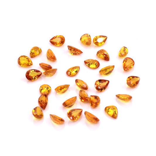 Natural Untreated Orange Sapphire Calibrated Pears | 3x5mm & 4x6mm