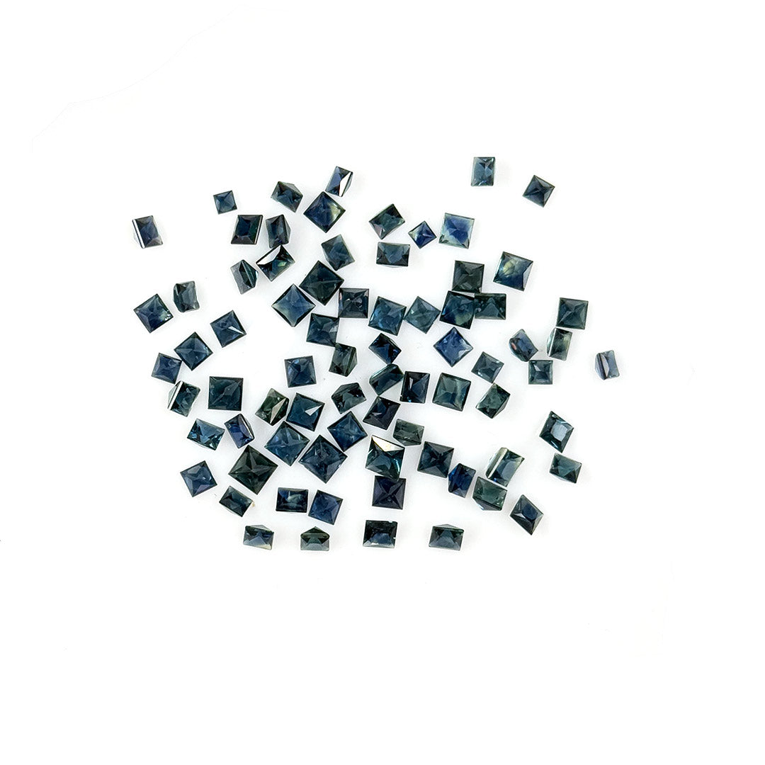 Natural Australia Untreated Teal Sapphire Calibrated Squares | 2mm & 3mm