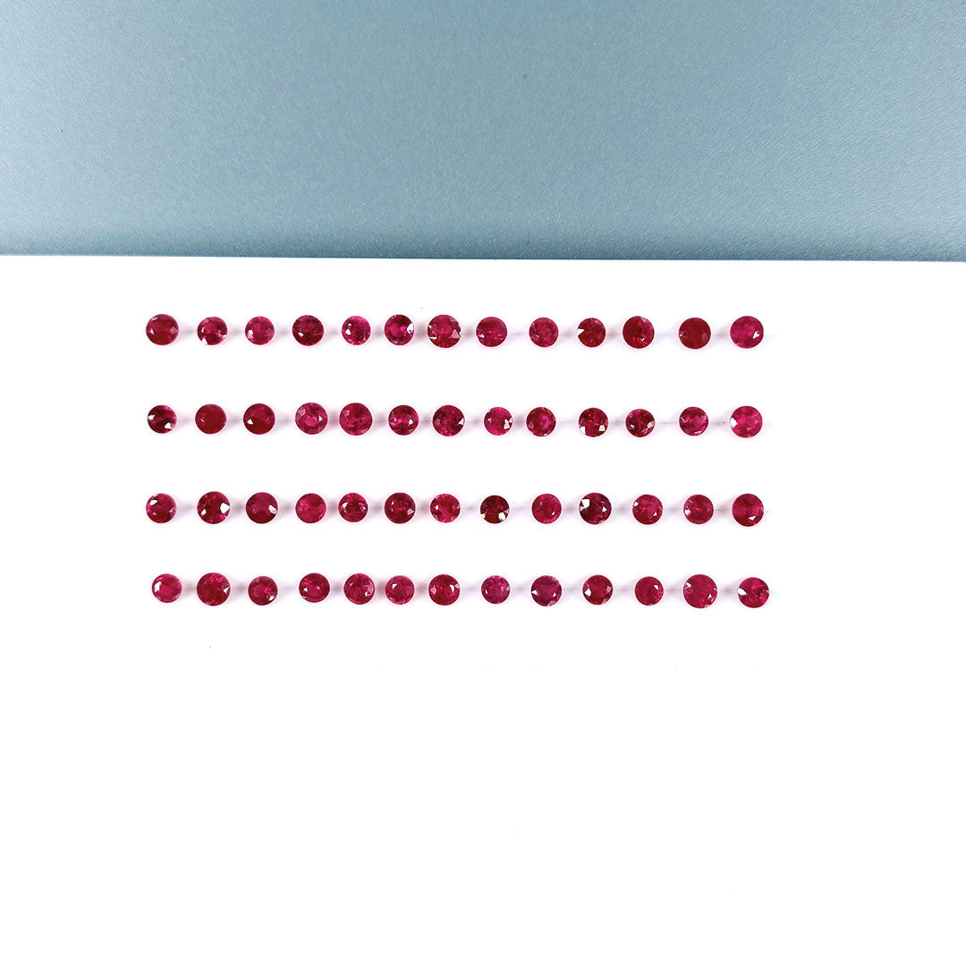 Natural Burma Untreated Ruby Calibrated Diamond Cut Rounds 3mm