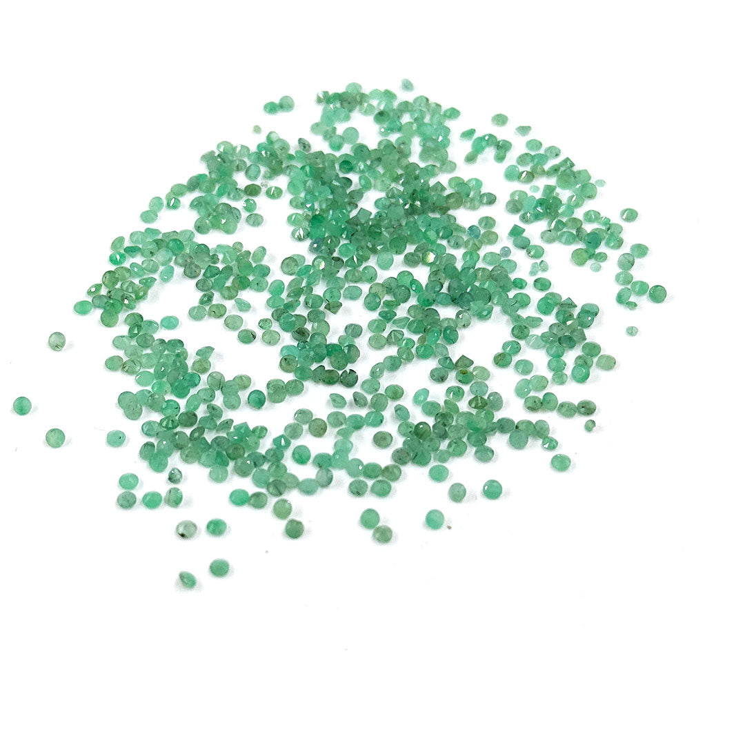 Natural Zambian Emerald Calibrated Diamond Rounds 2mm