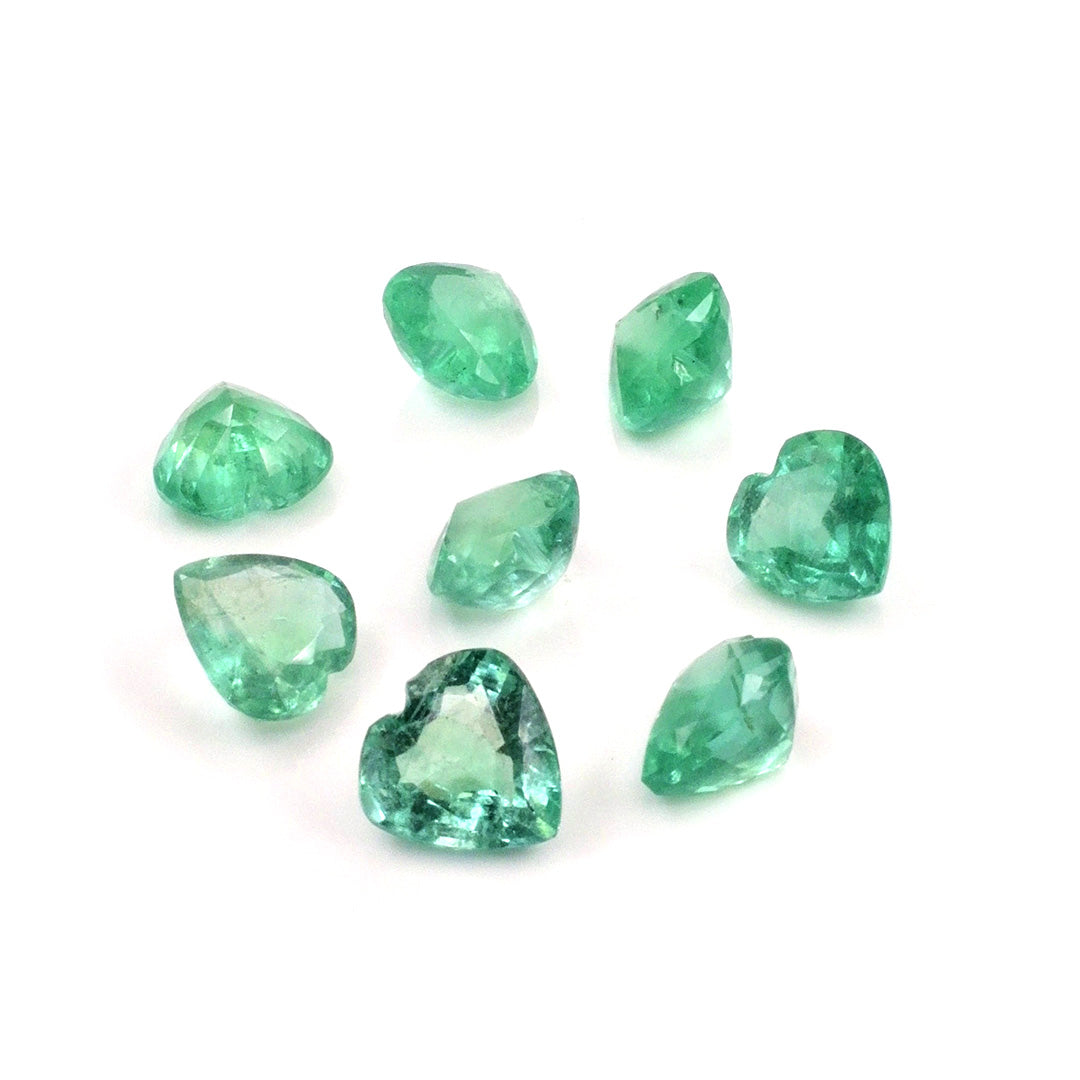 Natural Zambian Emerald Calibrated Hearts | 7mm & 8mm