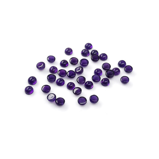 Natural Amethyst Calibrated Cabochon Rounds | 5mm & 6mm