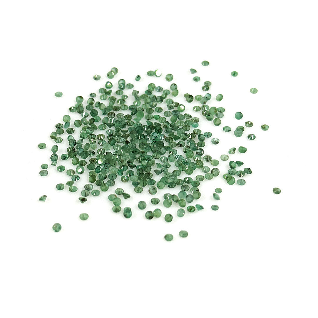 Natural Zambian Emerald Calibrated Diamond Rounds 2mm