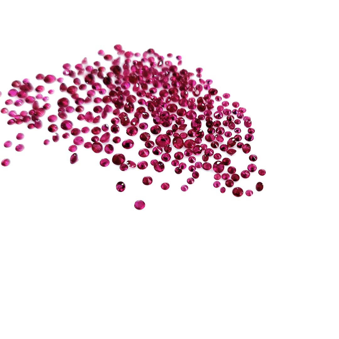 Natural Burma Untreated Ruby Calibrated Diamond Cut Rounds | 1.2-2.5mm