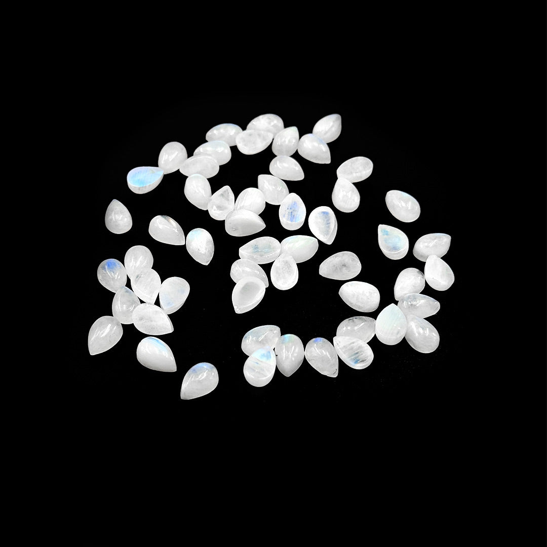 Natural Moon Stone Calibrated Cabochon Pears | 7x9mm & 8x10mm