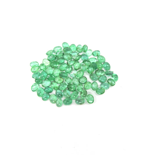 Natural Emerald Calibrated Cabochon Ovals | 3x4mm & 4x5mm