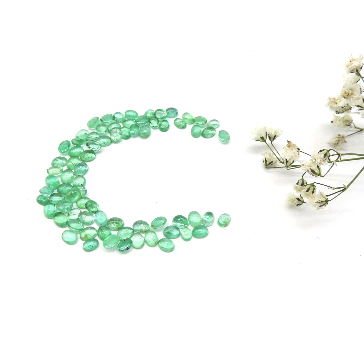 Natural Emerald Calibrated Cabochon Ovals | 5x6mm & 6x7mm