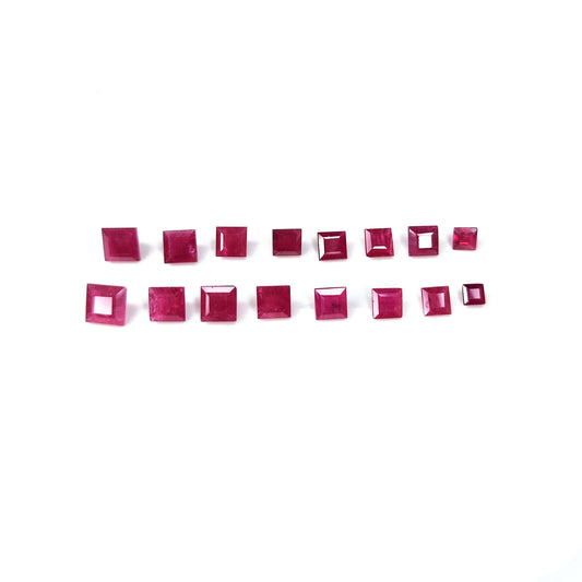 100% Natural Ruby Heated Calibrated Square