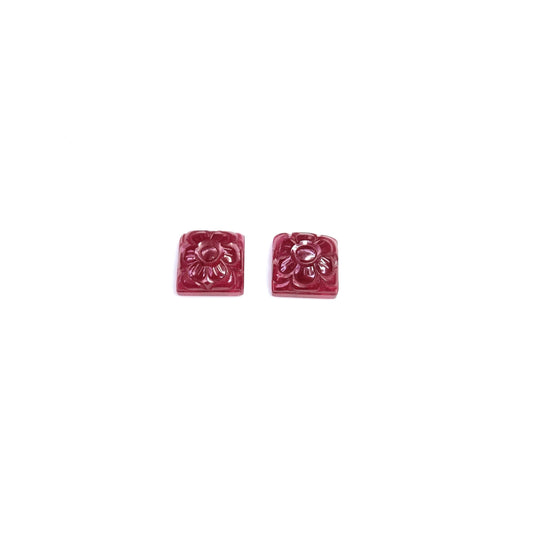 Natural Ruby Square Flower Carved | 21.56cts