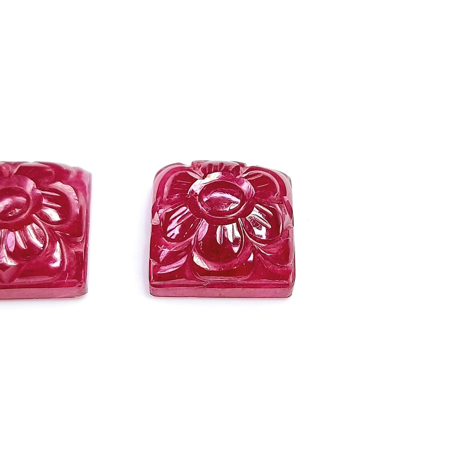 Natural Ruby Square Flower Carved | 21.56cts