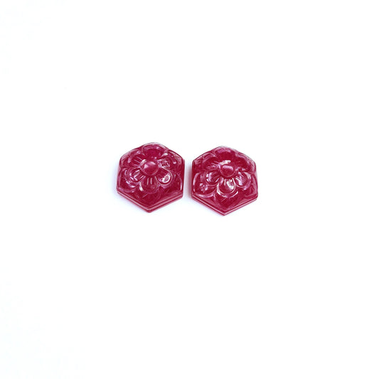 Natural Ruby Hexagon Flower Carved | 64.67cts