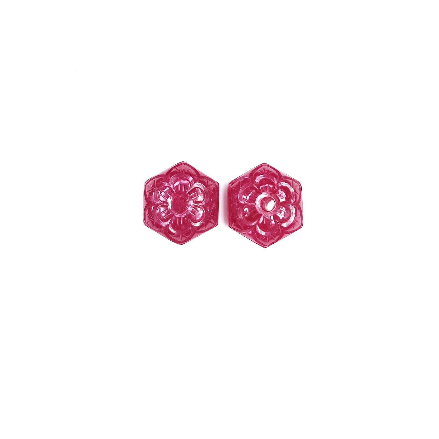 Natural Bangkok Ruby Flower Carved Hexagons 64.67cts