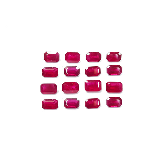 100% Natural Ruby Heated Calibrated Octagons | 6x4mm
