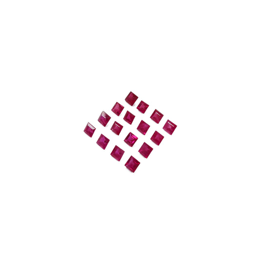 Natural Ruby Untreated Calibrated Squares | 2mm - 4mm