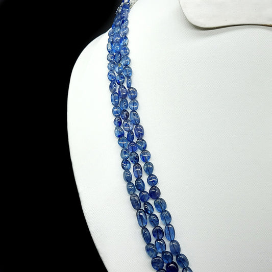 Natural Blue Sapphire Fissure Filled Beats Necklace | 421.88 Cts