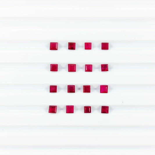 Natural Burma Untreated Ruby Calibrated Squares | 2mm & 3mm & 4mm