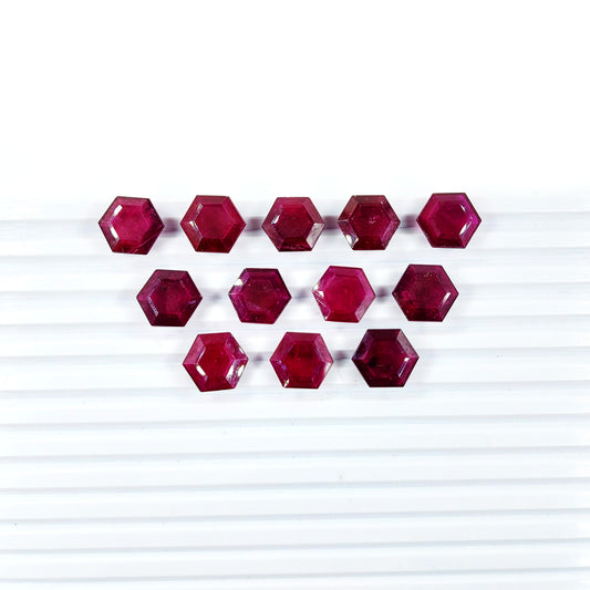 Natural Ruby Fissure Filled Hexagons | Far Size