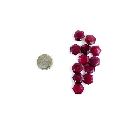 Natural Ruby Fissure Filled Hexagons | Far Size