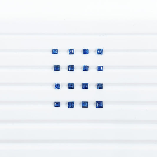 Natural Untreated Blue Sapphire Calibrated Square | 2mm & 3mm
