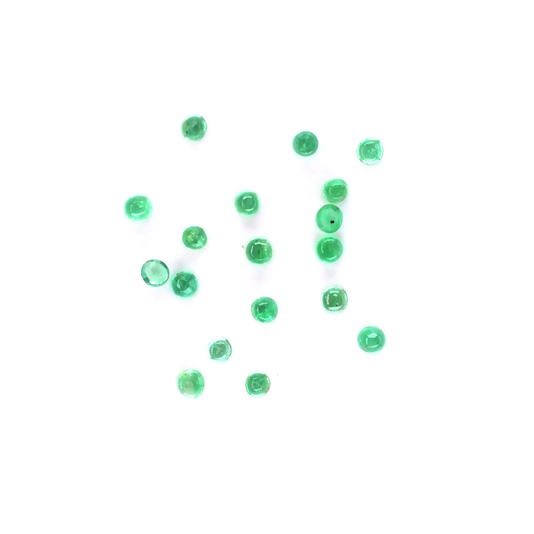 Natural Zambian Emerald Calibrated Cabochon Rounds | 2mm & 2.5mm