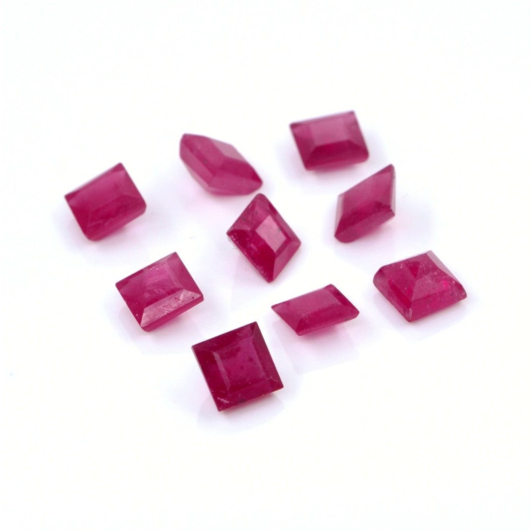 Natural Bangkok Ruby Calibrated Squares | 4mm & 5mm