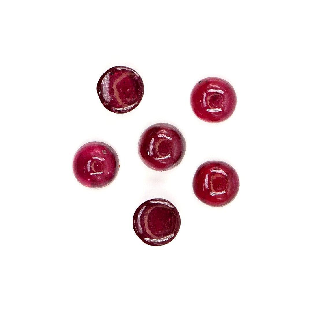 Natural Bangkok Ruby Calibrated Cabochon Rounds | 5mm & 6mm