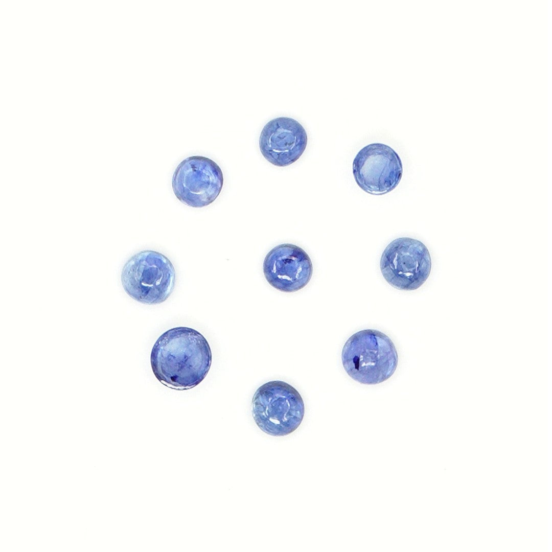 Natural Bangkok Blue Sapphire Calibrated Cabochon Rounds | 3mm & 3.5mm