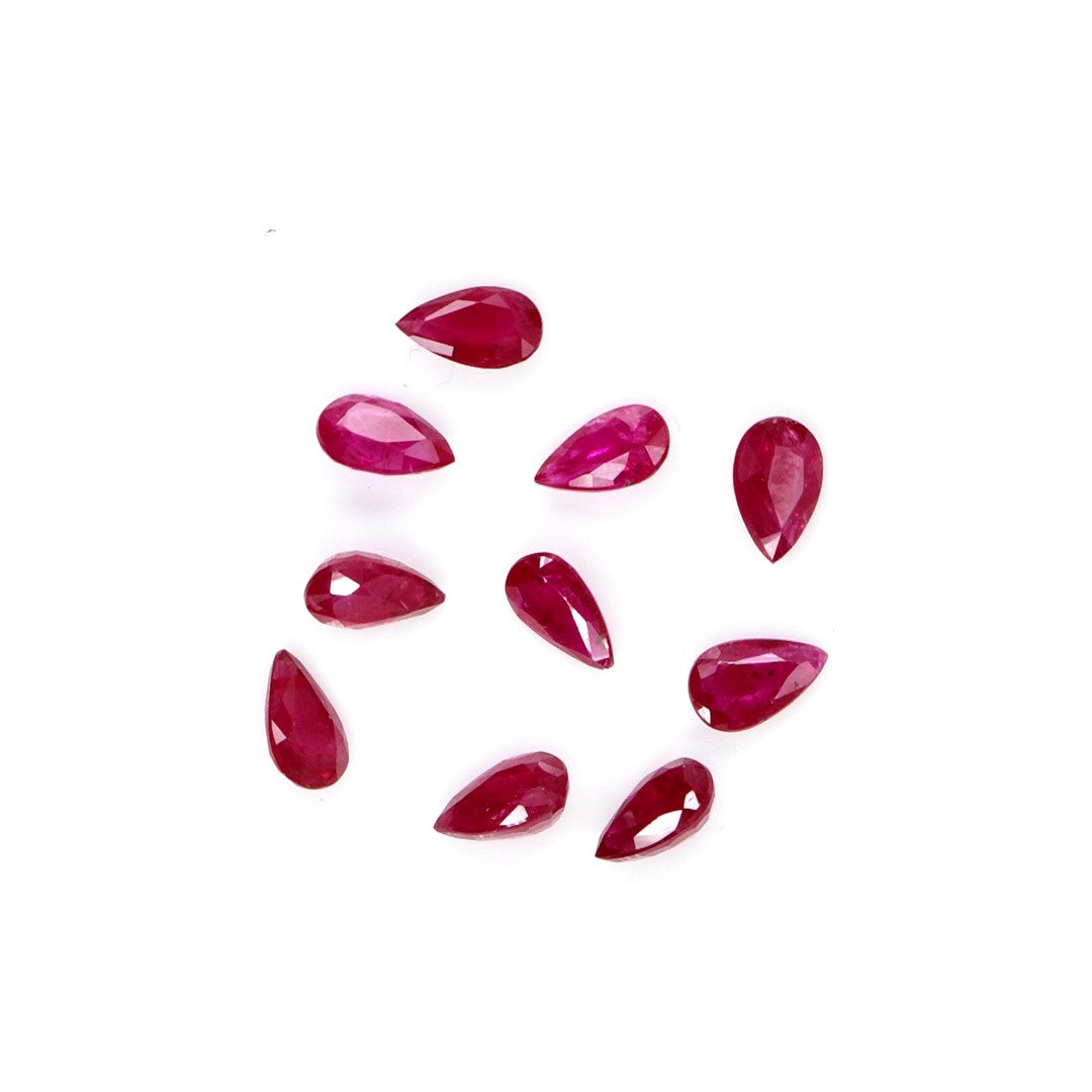 Natural Untreated Mozambique Ruby Calibrated Pears | 3x5mm & 4x6mm