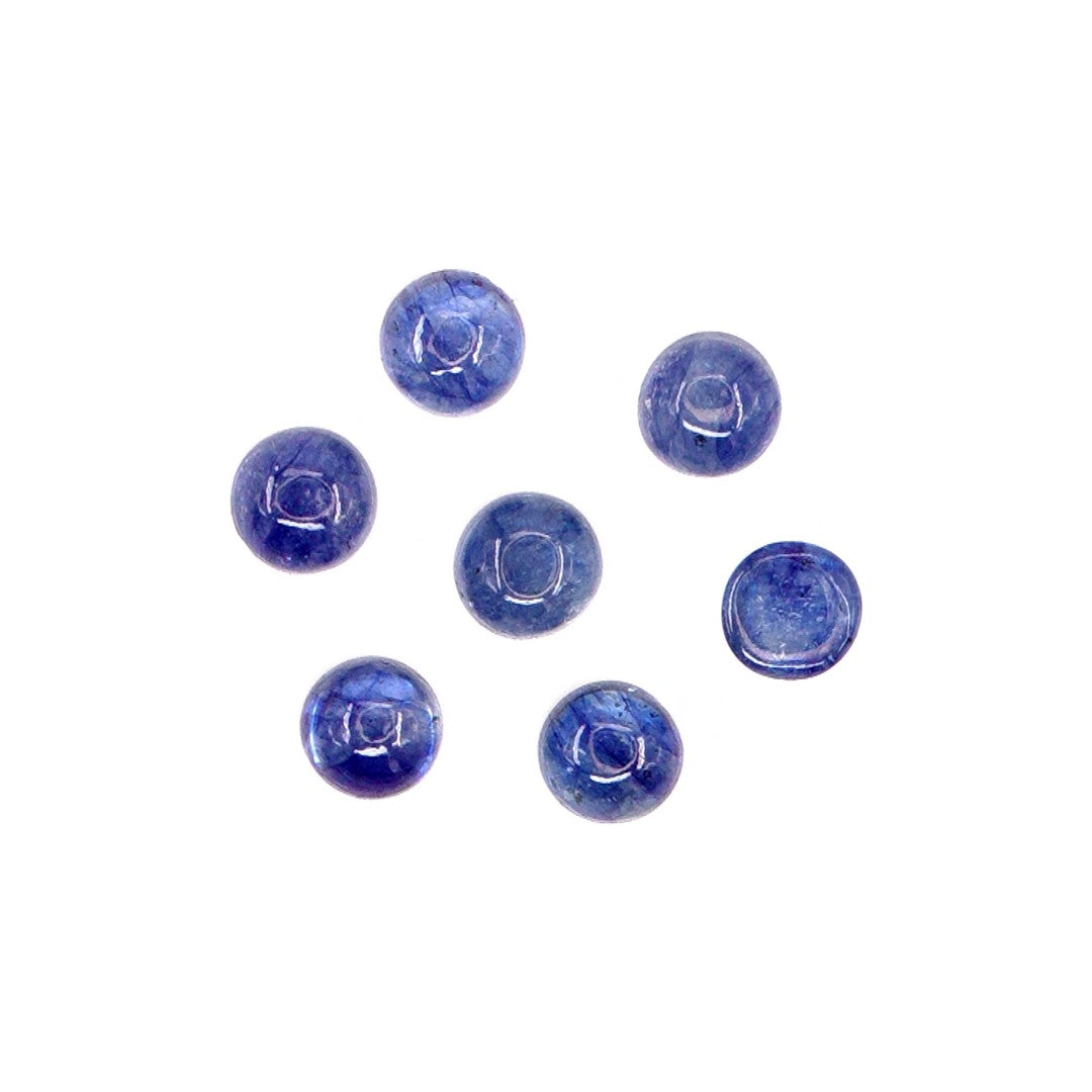 Natural Bangkok Blue Sapphire Calibrated Cabochon Rounds | 5mm & 6mm