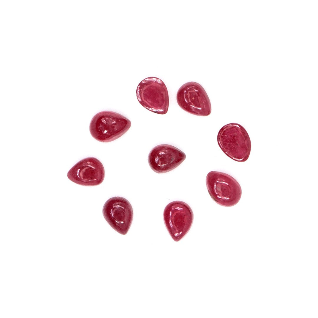 Natural Bangkok Ruby Calibrated Cabochon Pears | 3x4mm & 4x6mm