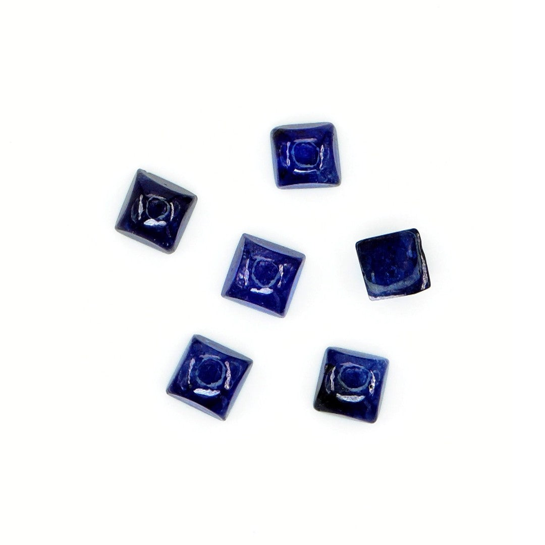 Natural Bangkok Blue Sapphire Calibrated Cabochon Squares | 5mm & 6mm