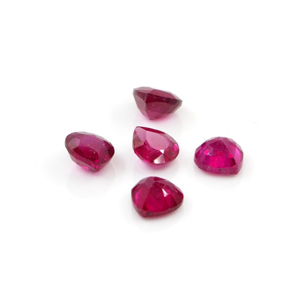 Natural Untreated Mozambique Ruby Calibrated Hearts | 4mm & 5mm
