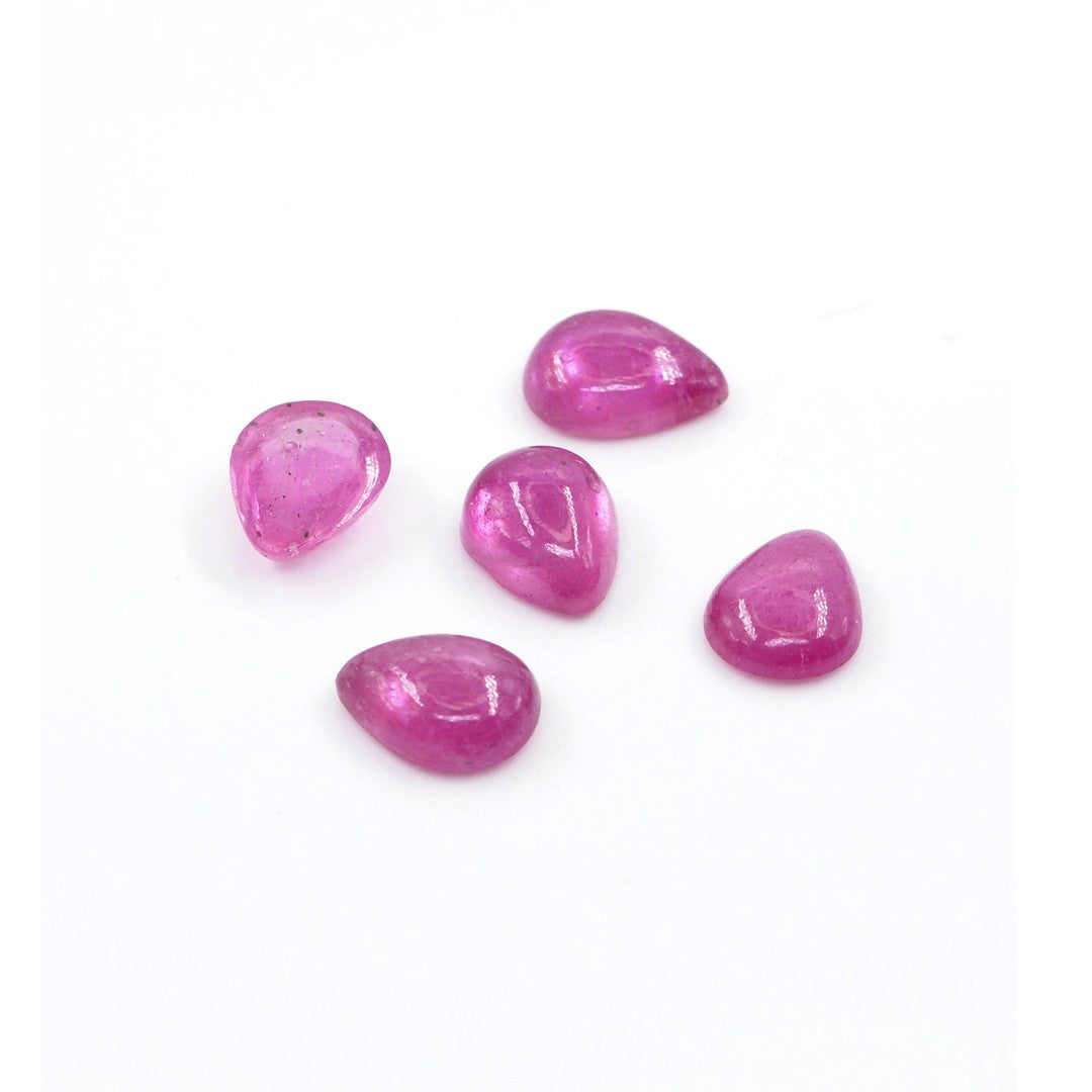 Natural Bangkok Ruby Calibrated Cabochon Pears | 5x7mm & 6x8mm