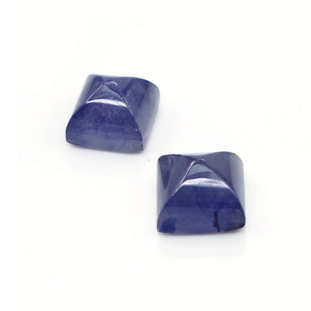 Natural Bangkok Blue Sapphire Calibrated Cabochon Squares | 9mm & 10mm