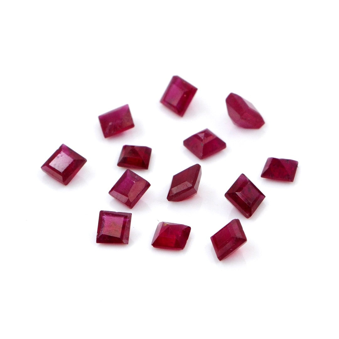 Natural Bangkok Ruby Calibrated Squares | 3mm & 3.5mm